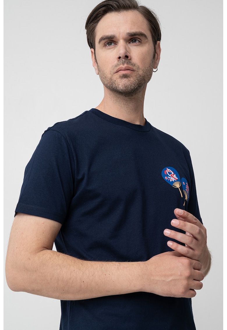 Tricou cu imprimeu grafic - Bej/Albastru royal/Bleumarin