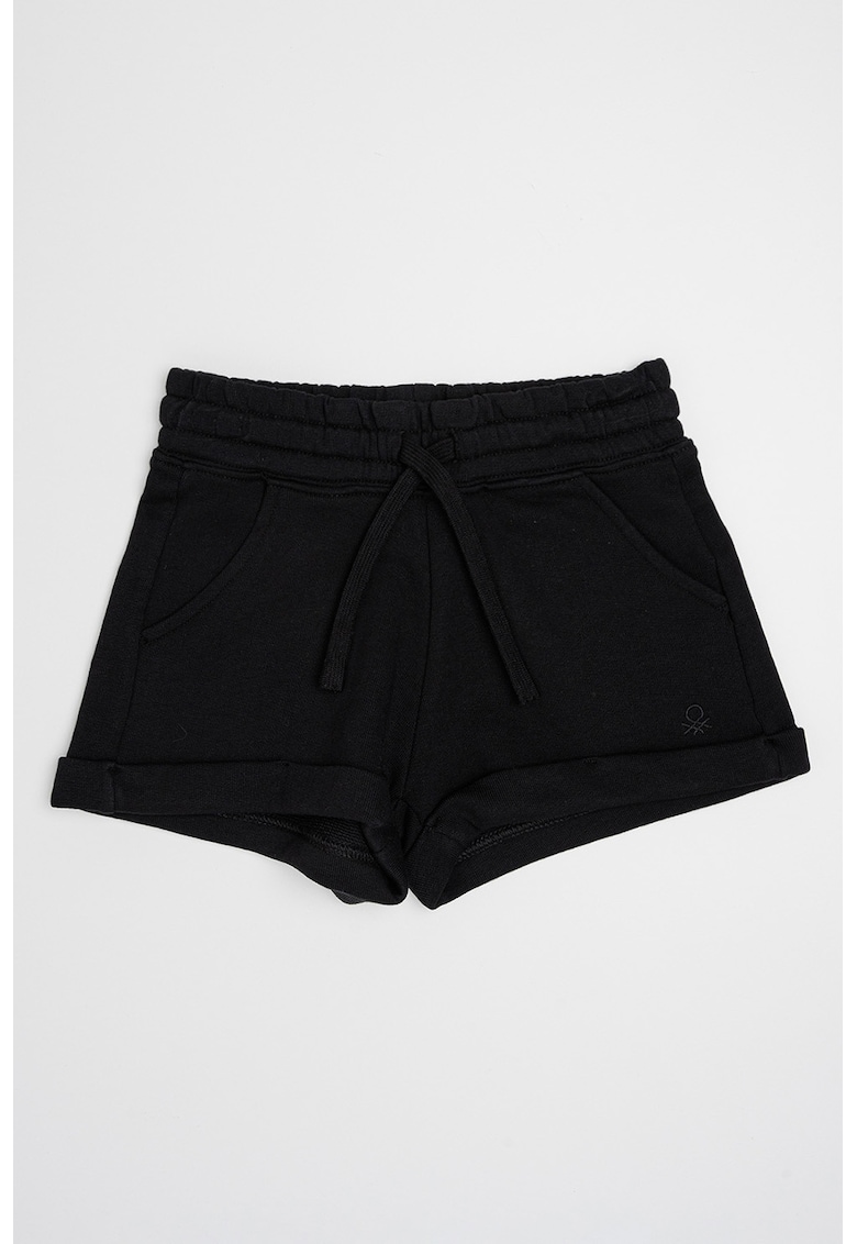 Pantaloni scurti cu snur de ajustare in talie - Negru