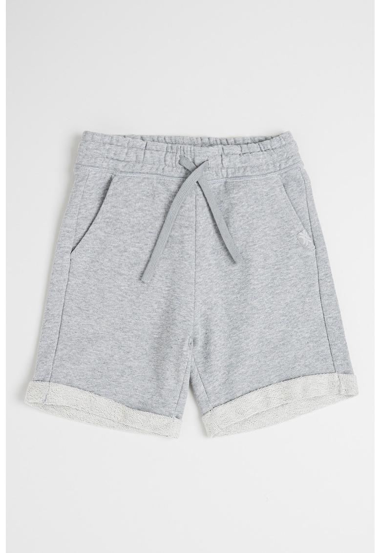 Pantaloni scurti de bumbac cu talie ajustabila - Gri melange