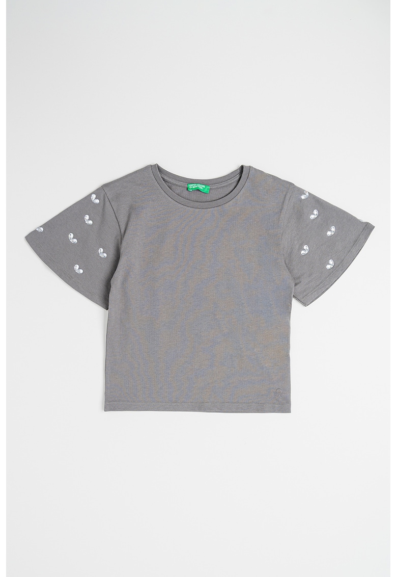 Tricou de bumbac cu aplicatii de strasuri