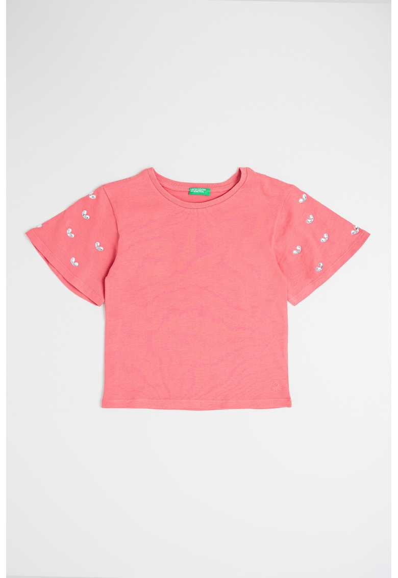 Tricou de bumbac cu aplicatii de strasuri