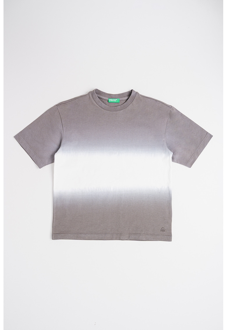 Tricou cu decolteu la baza gatului si model tie-dye