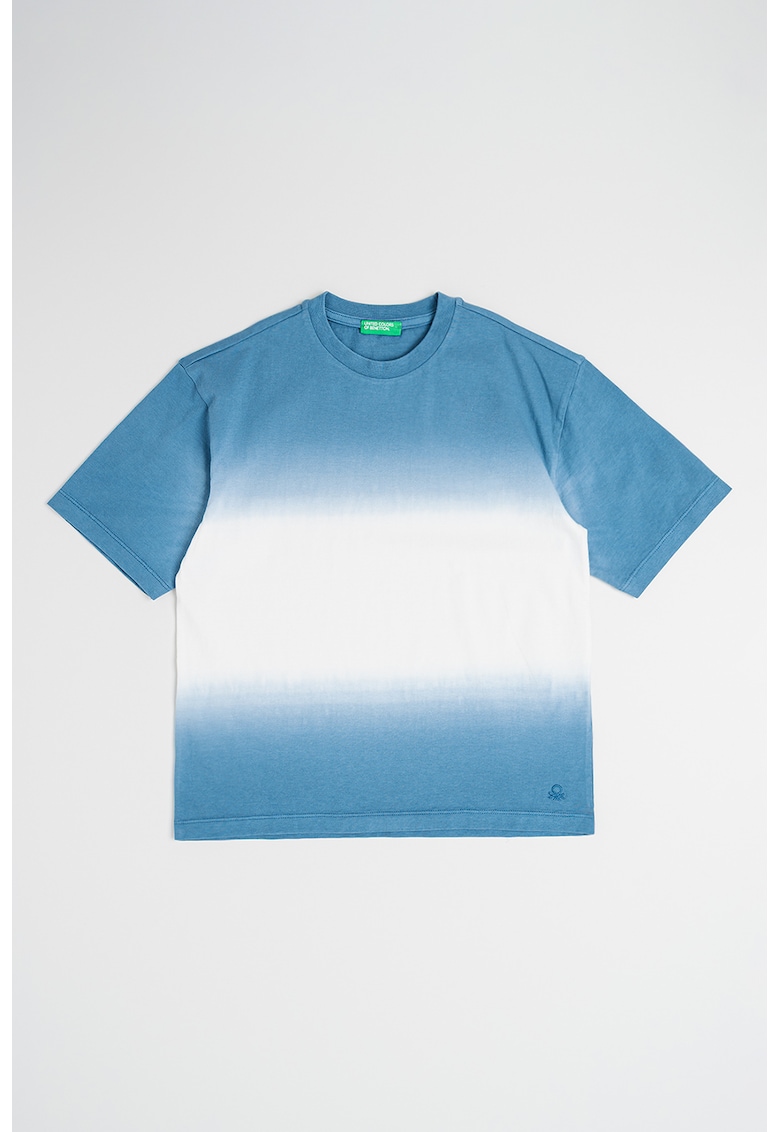 Tricou cu decolteu la baza gatului si model tie-dye