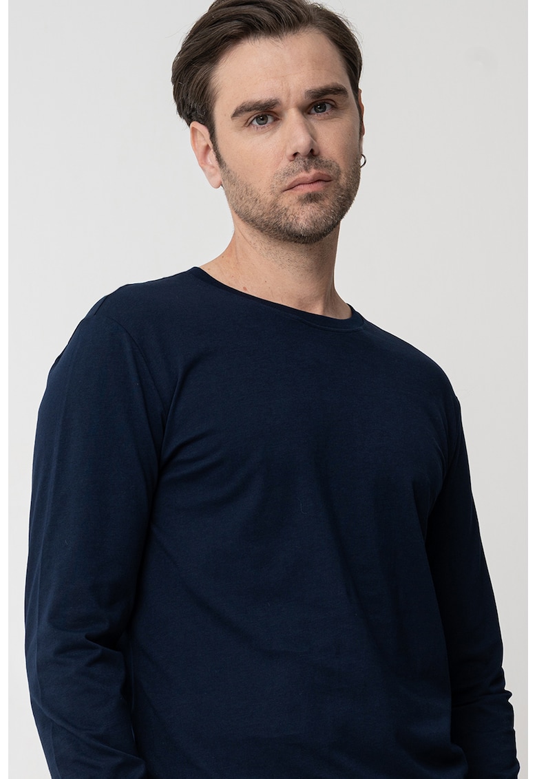 Bluza uni cu decolteu la baza gatului - Bleumarin