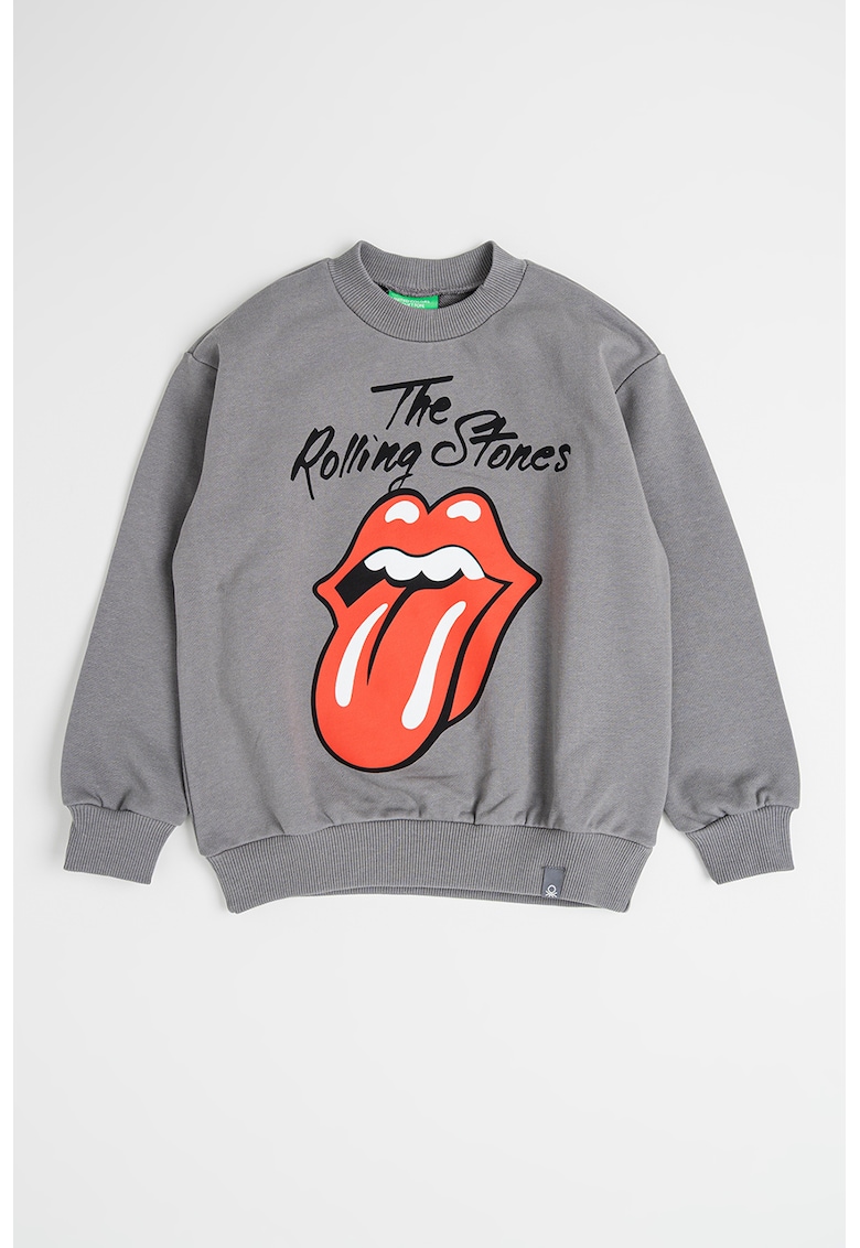 Bluza sport cu imprimeu si maneci cazute