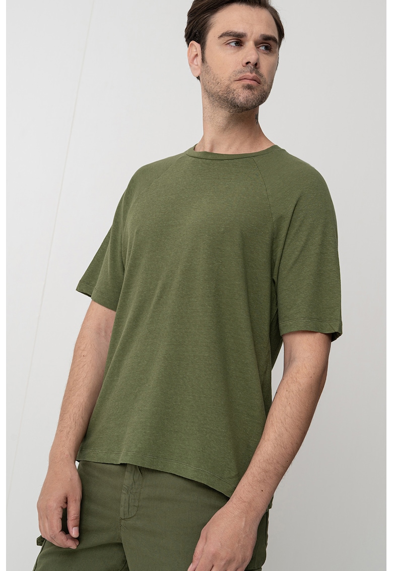 Tricou din amestec de in cu maneci raglan