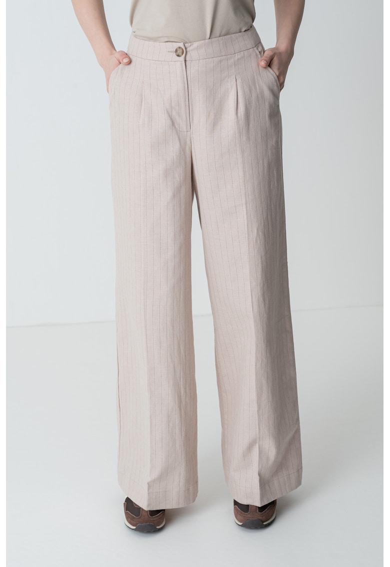 Pantaloni lungi cu croiala dreapta si talie medie