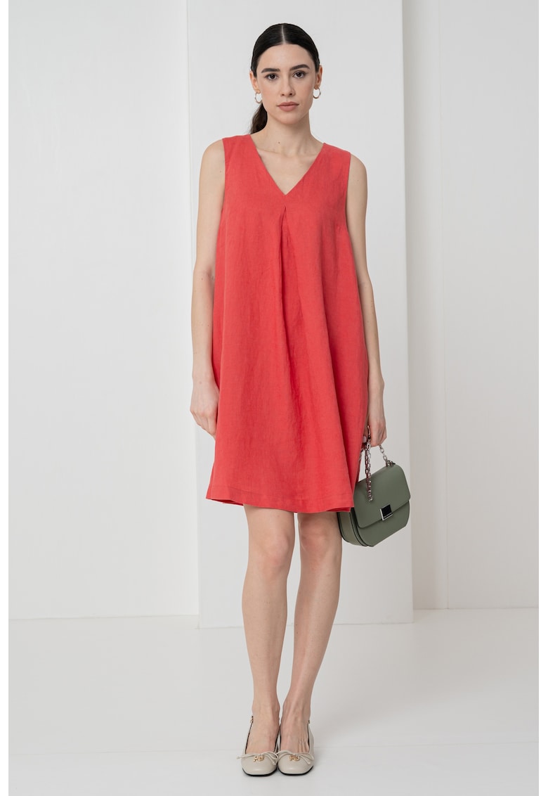 Rochie din in cu buzunare laterale