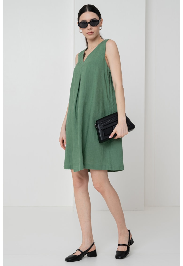 Rochie din in cu buzunare laterale