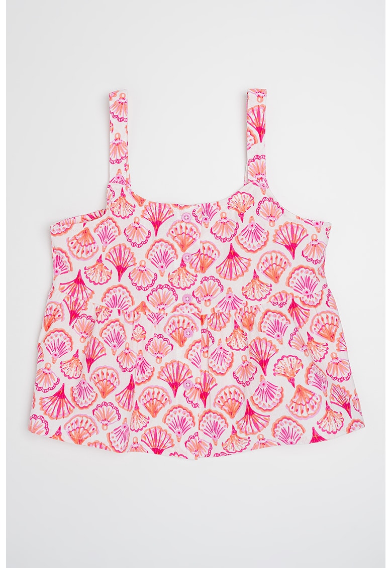 Top cu imprimeu si decolteu rotund