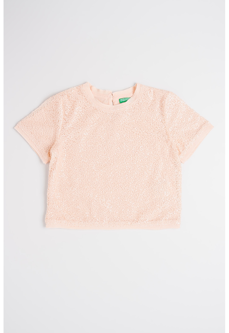 Tricou uni cu decolteu la baza gatului - Roz somon