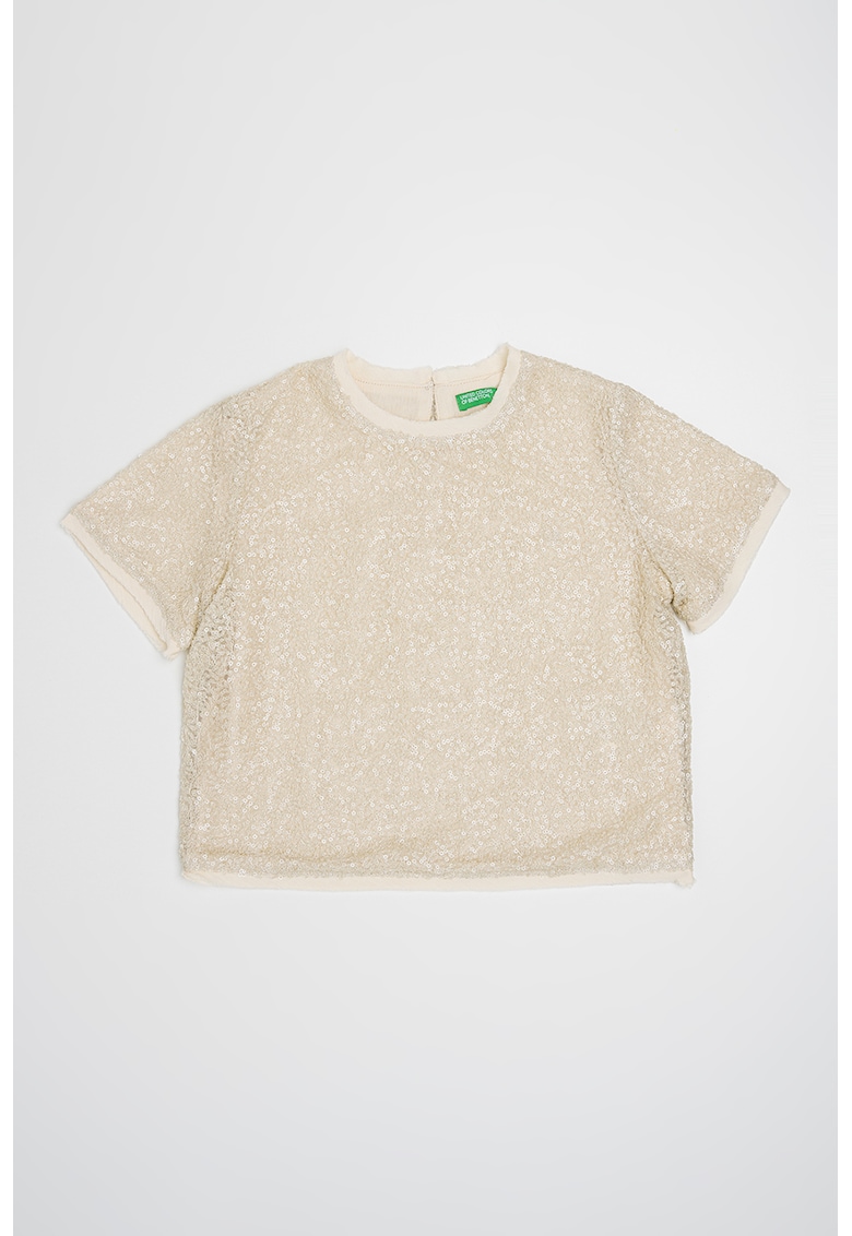 Tricou uni cu decolteu la baza gatului - Bej deschis