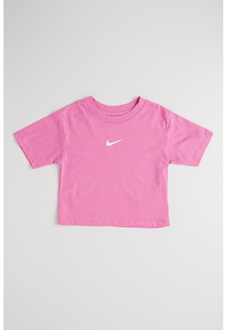 Tricou cu detaliu logo - Alb/Roz pastel