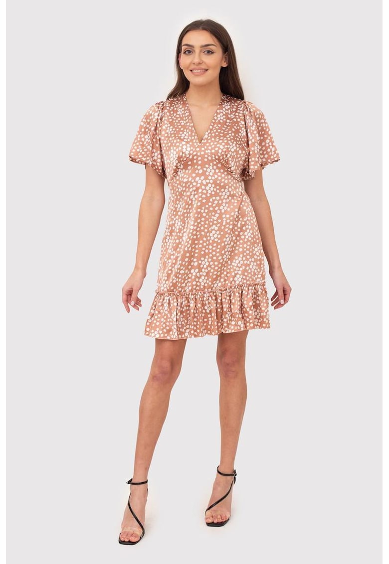 Rochie mini cu volane maro DA1732 MOCHA Rochie mini cu volane maro DA1732 MOCHA