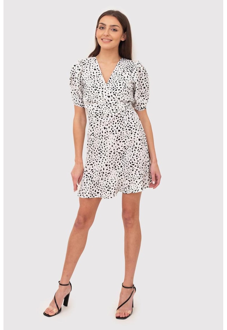 Rochie mini in alb si negru cu maneci scurte DA1742 BLACK/WHITE Rochie mini in alb si negru cu maneci scurte DA1742 BLACK/WHITE