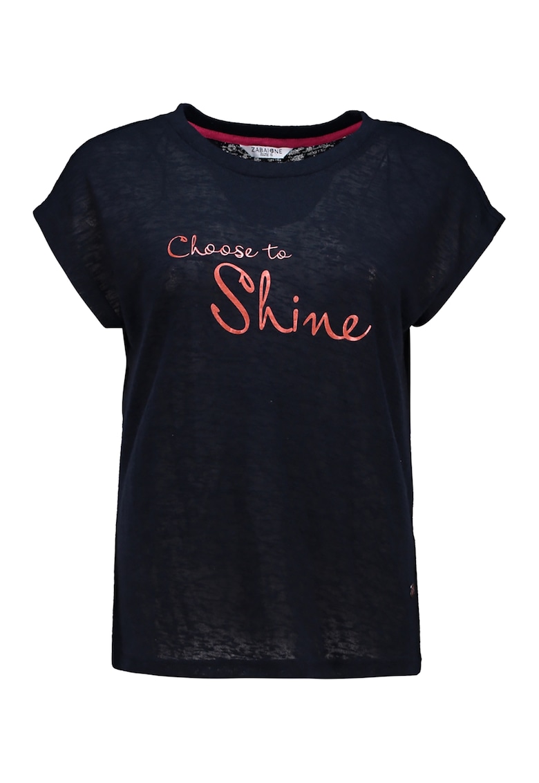 Tricou cu text - Negru/Coral