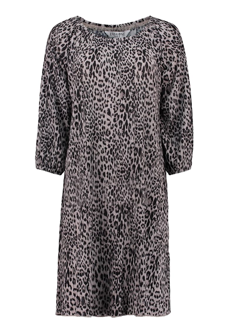 Rochie cu decilteu rotund si animal print