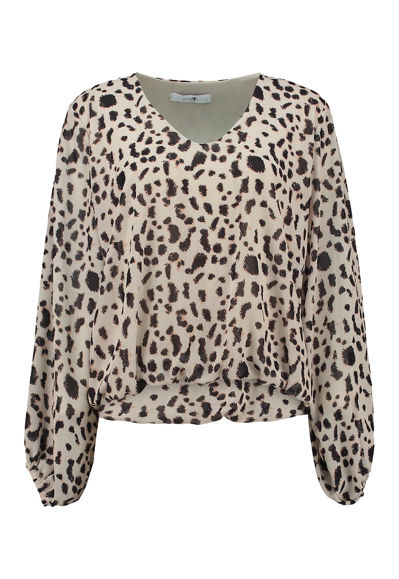 Bluza cu decolteu in V si animal print Bluza cu decolteu in V si animal print