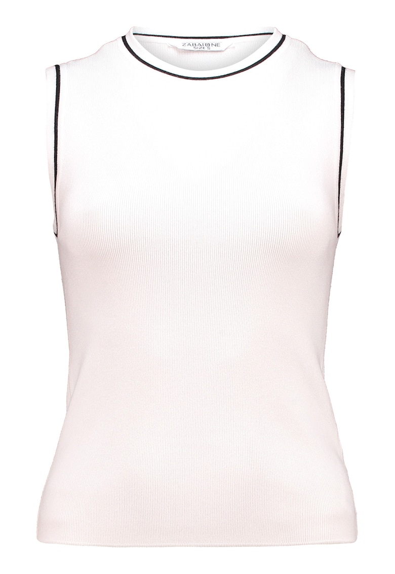 Top slim fit cu decolteu la baza gatului si aspect striat