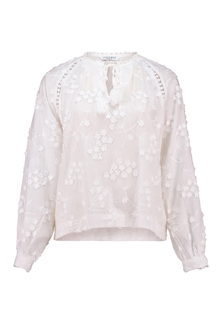 Bluza cu aplicatii florale - Alb murdar