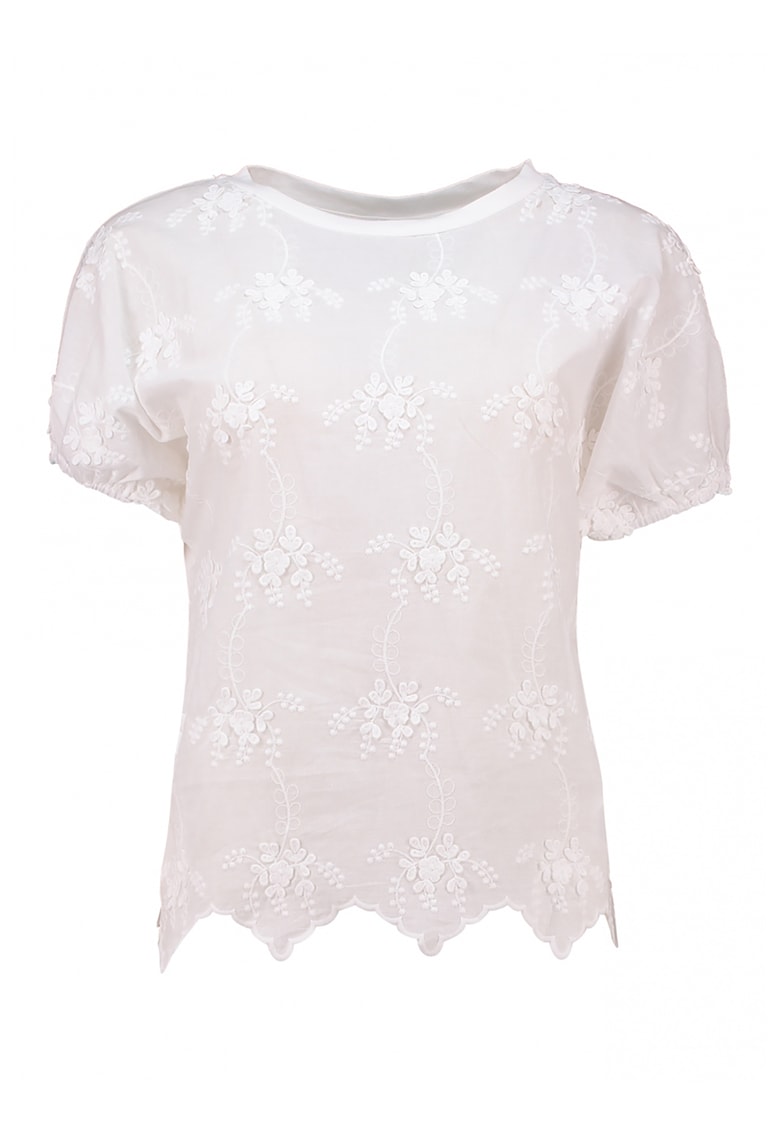 Tricou asimetric cu broderie