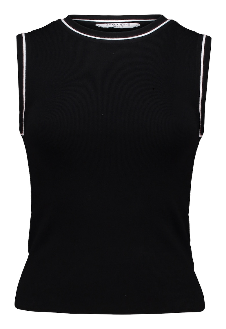 Top slim fit cu decolteu la baza gatului si aspect striat