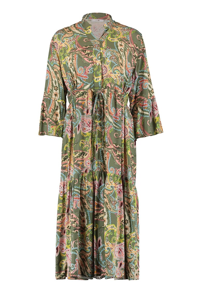 Rochie maxi cu model si decolteu tip tunica - Roz deschis/Verde deschis/Albastru deschis