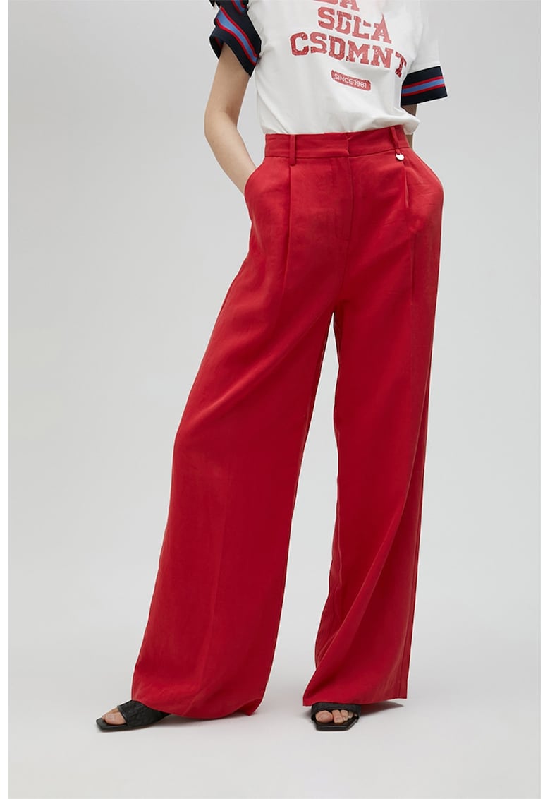 Pantaloni ampli din amestec de in - cu talie inalta Pantaloni ampli din amestec de in - cu talie inalta