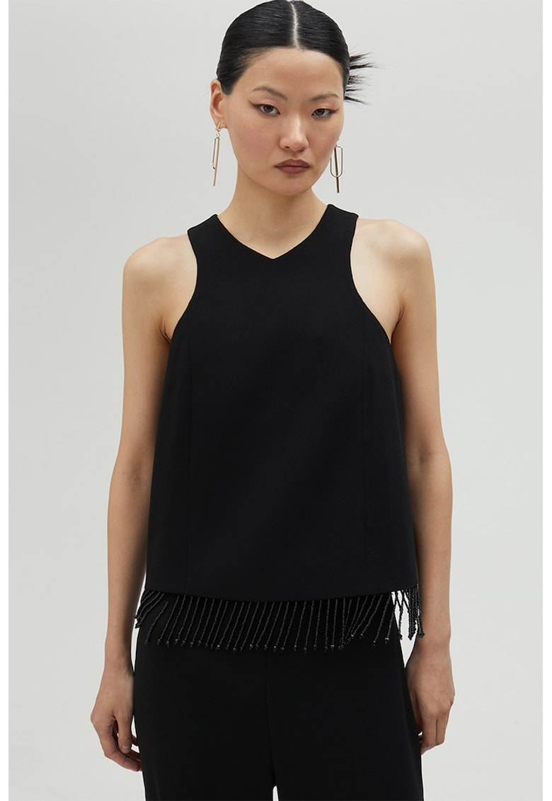 Top cu decolteu rotund si canafi Top cu decolteu rotund si canafi