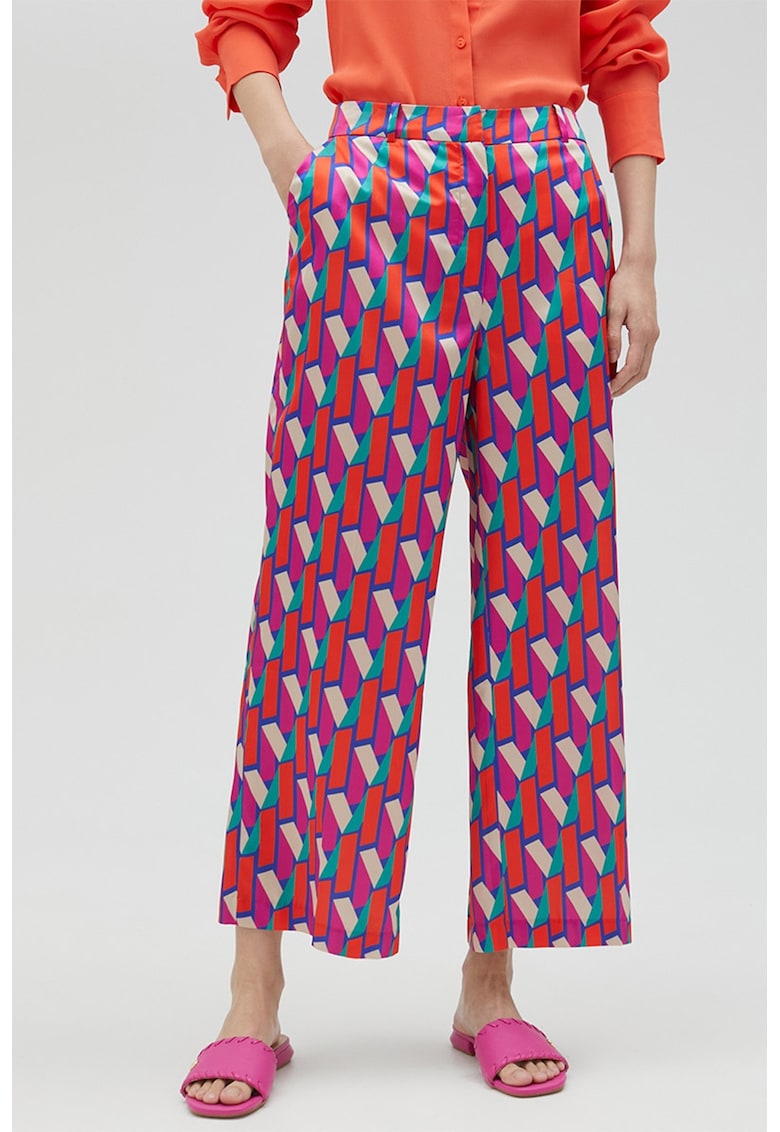 Pantaloni cu imprimeu si talie elastica Pantaloni cu imprimeu si talie elastica