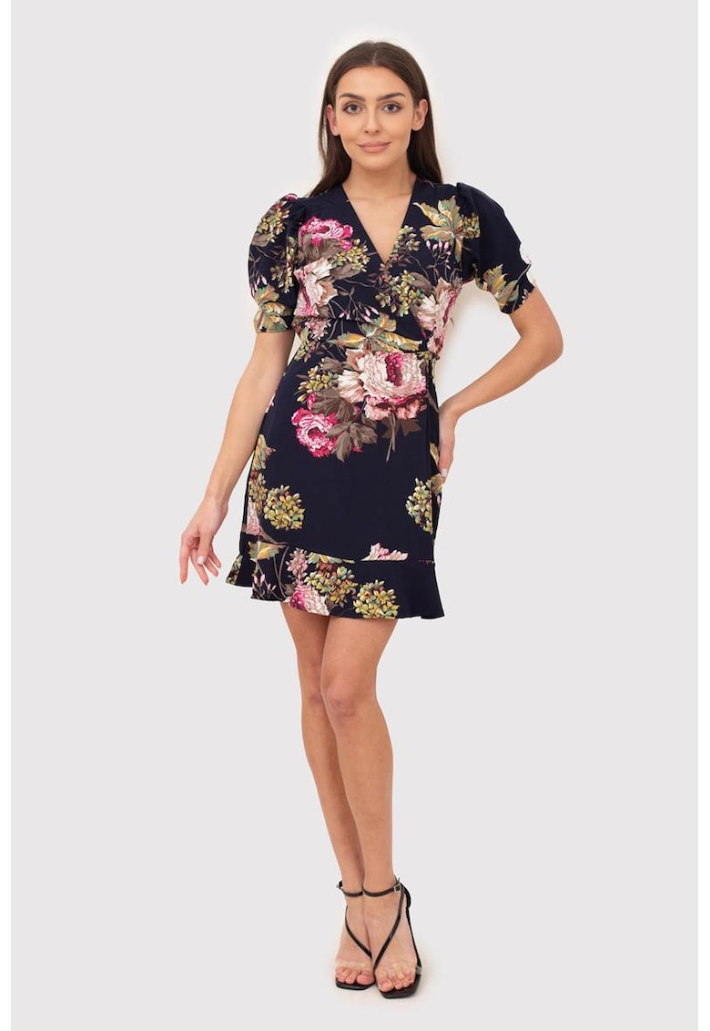 Mini rochie cu flori albastru marin DA1786 NAVY Mini rochie cu flori albastru marin DA1786 NAVY