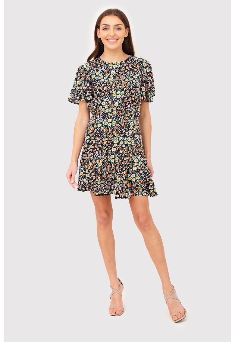 Rochie mini cu maneci scurte si imprimeu floral DA1803 MULTI
