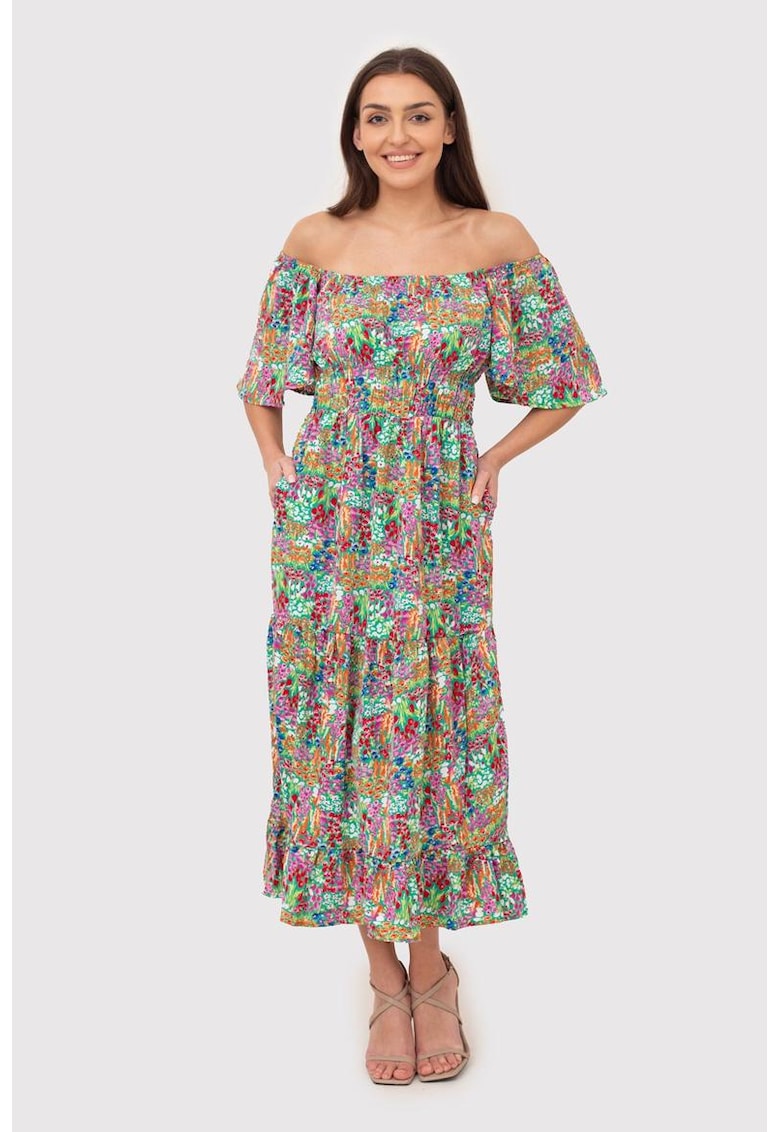 Rochie midi finisata cu volan DA1764 MULTI Rochie midi finisata cu volan DA1764 MULTI