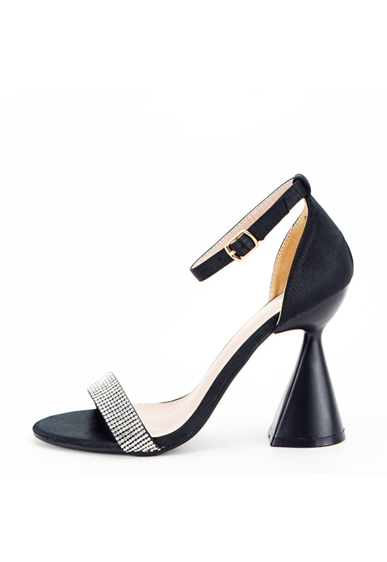 Sandale negre elegante cu toc conic BD117 129 15024