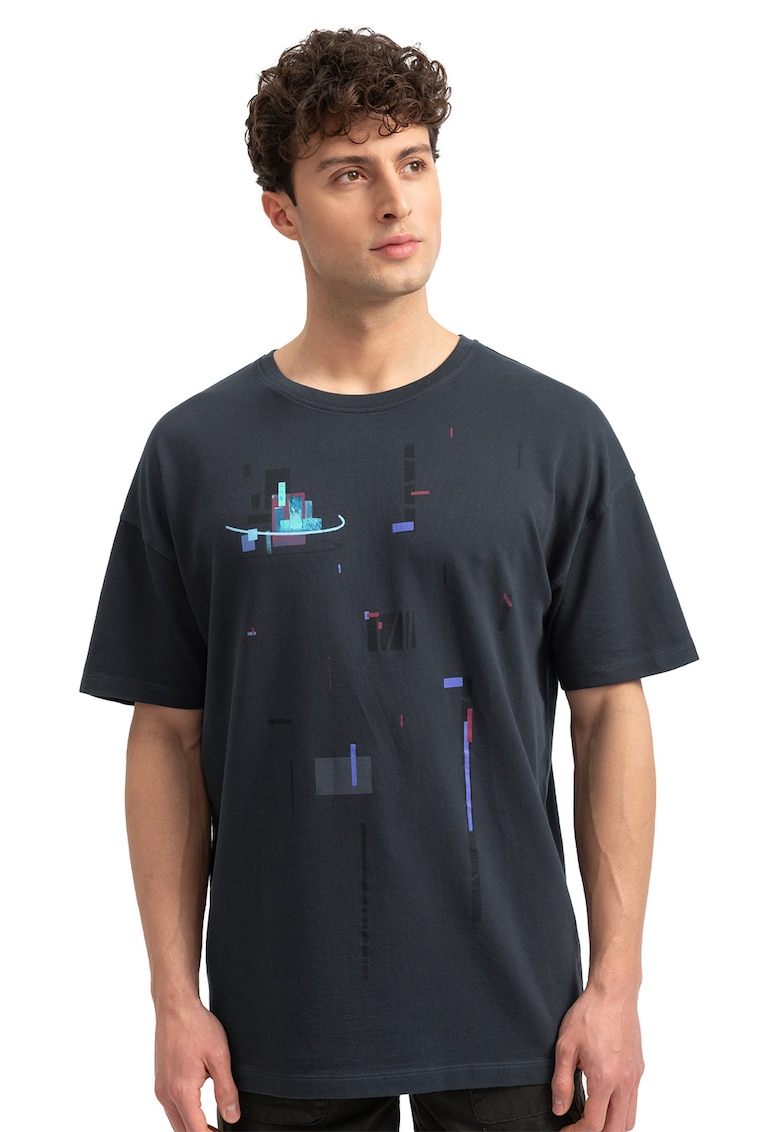 Tricou unisex de bumbac - Albastru pastel/Albastru ultramarin