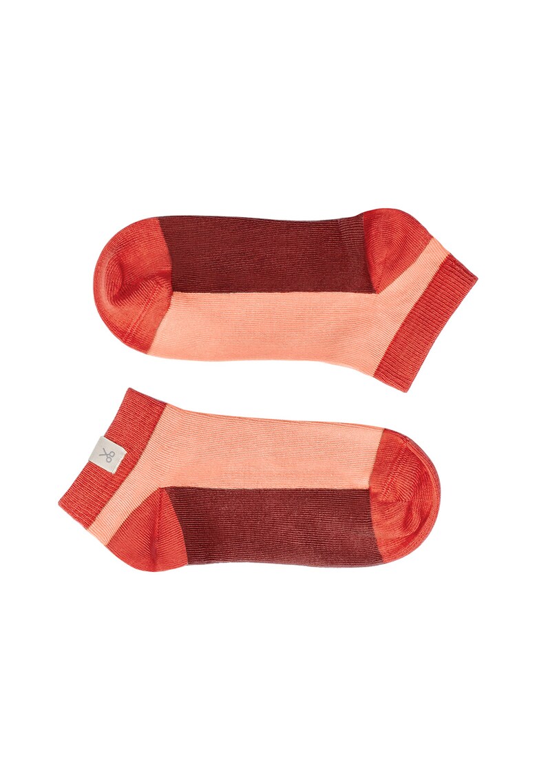 Set de sosete unisex pana la glezna - 2 perechi - Coral/Rosu inchis/Piersica