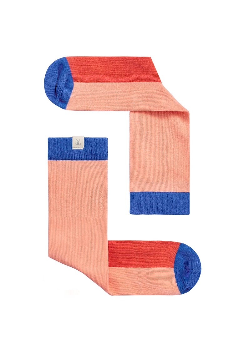 Sosete unisex colorblock - Negru/Portocaliu pal