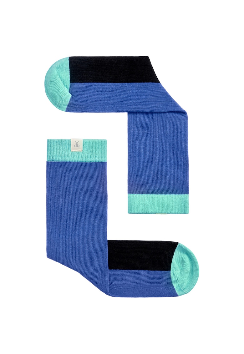 Sosete unisex colorblock - Negru/Albastru inchis/Albastru glaciar