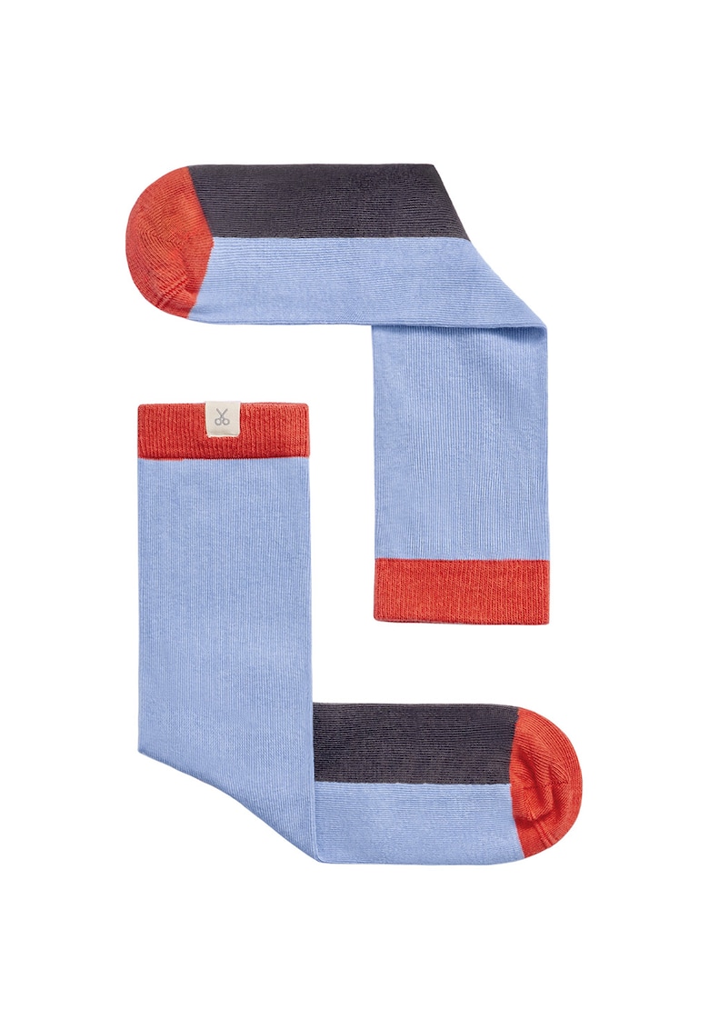 Sosete unisex colorblock - Portocaliu/Albastru lavanda