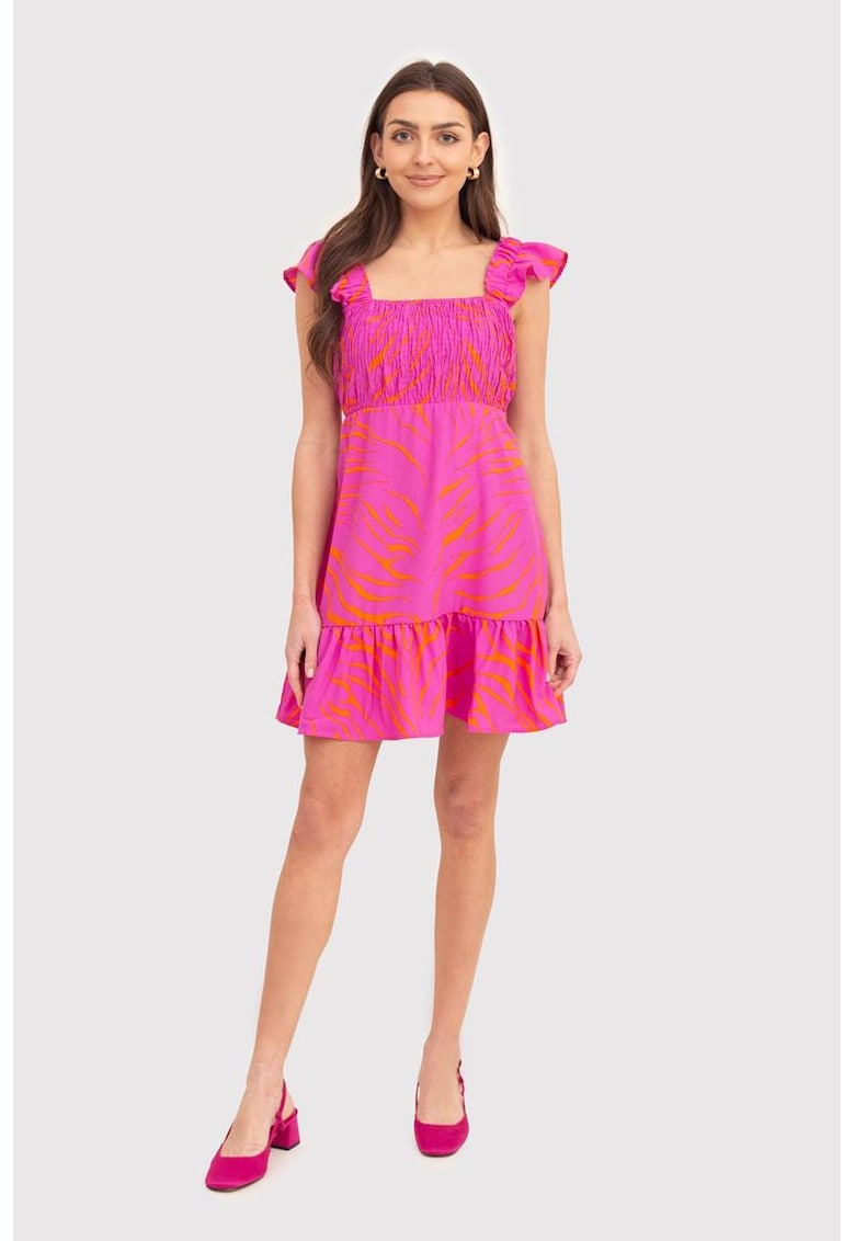 Mini rochie cu volane in roz DA1721