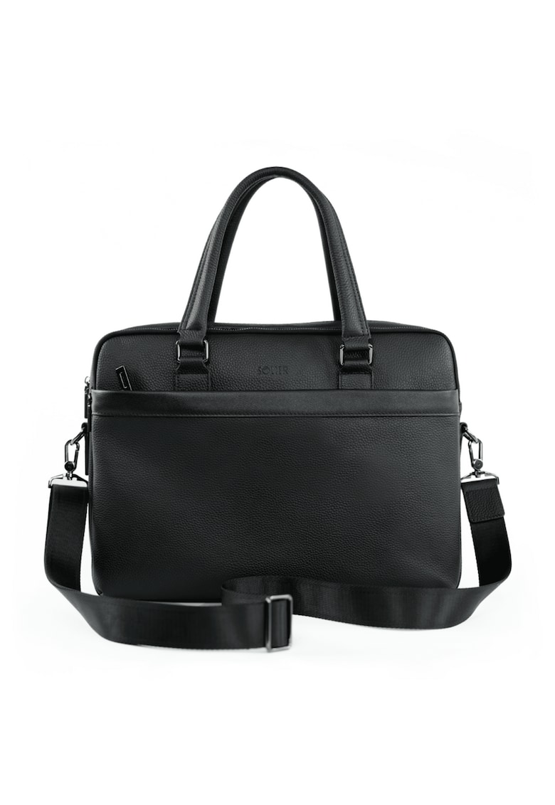 Geanta barbateasca din piele pentru laptop 15″ si documente  SL42 Brannor – neagra
