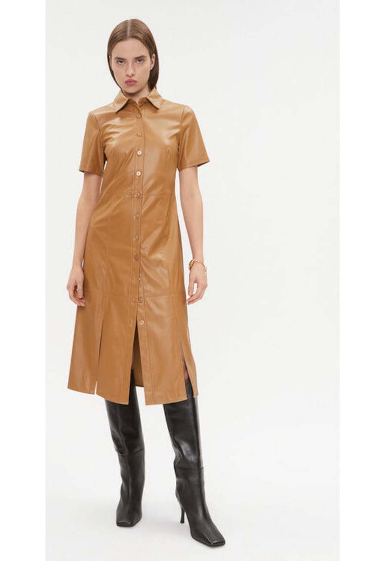 Rochie dama -  303206604 - Piele ecologica/Poliester - Maro