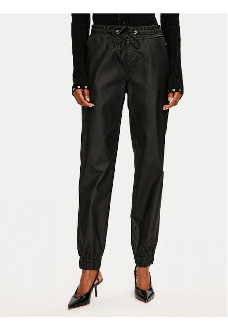 Pantaloni dama - 304517433 - Piele ecologica - Negru