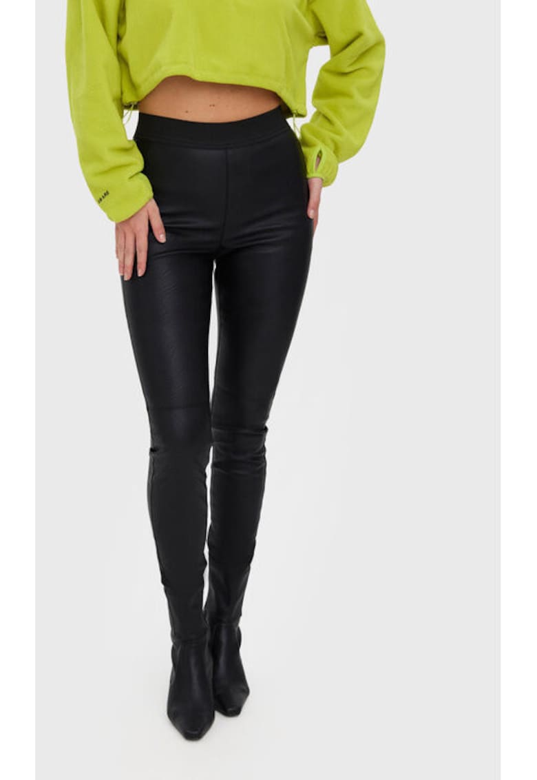 Colanti cu talie inalta si aspect de piele