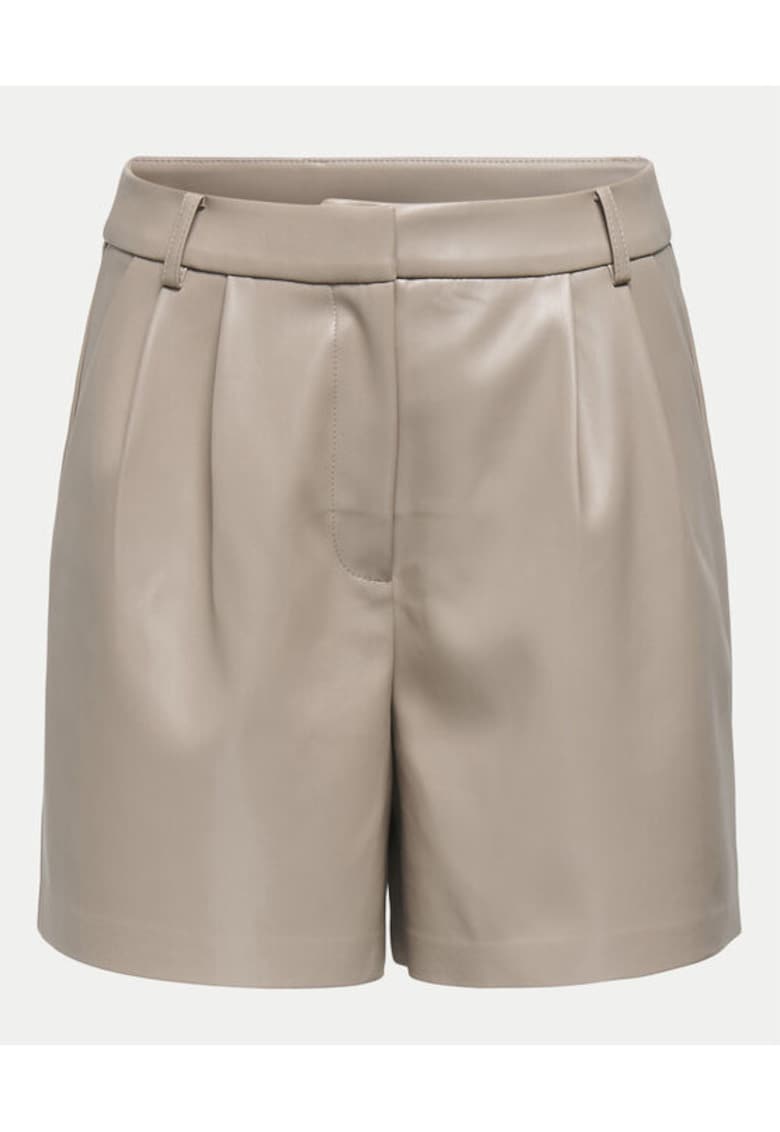 Pantaloni scurti dama - 304928581 - Piele ecologica - Bej - Bej