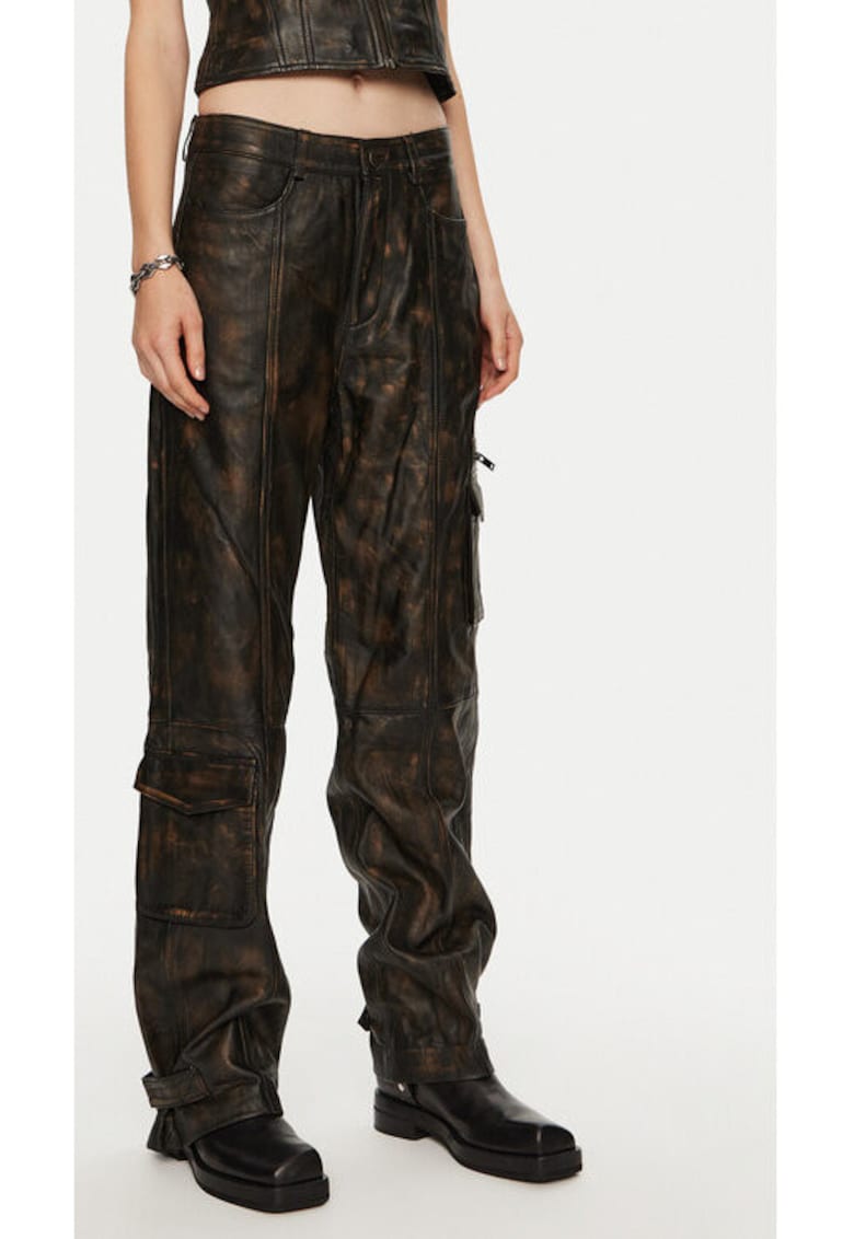 Pantaloni dama -  304135002 - Piele naturala - Maro