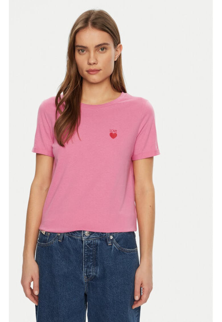 Tricou dama - 304913204 - Bumbac - Roz