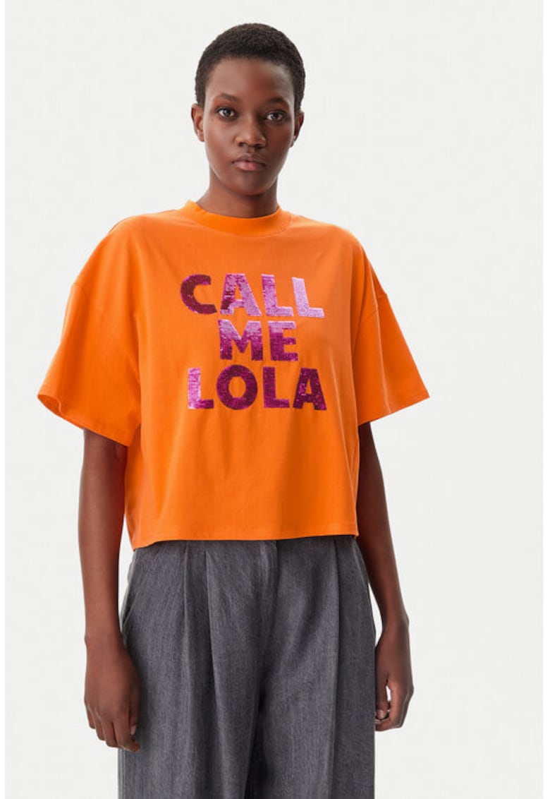 Tricou dama - 305348425 - Bumbac - Portocaliu