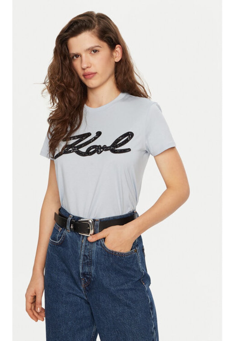 Tricou dama - 304578823 - Bumbac organic - Albastru - Albastru