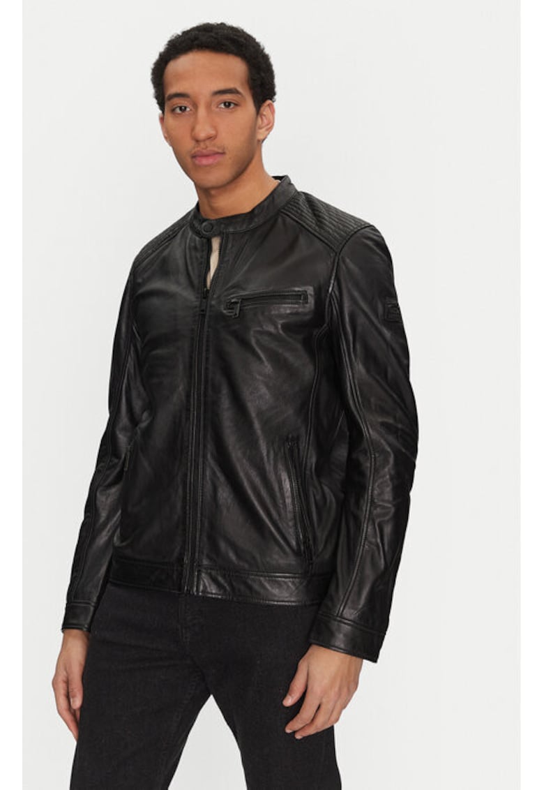 Geaca barbati - 305284358 - Piele naturala - Negru